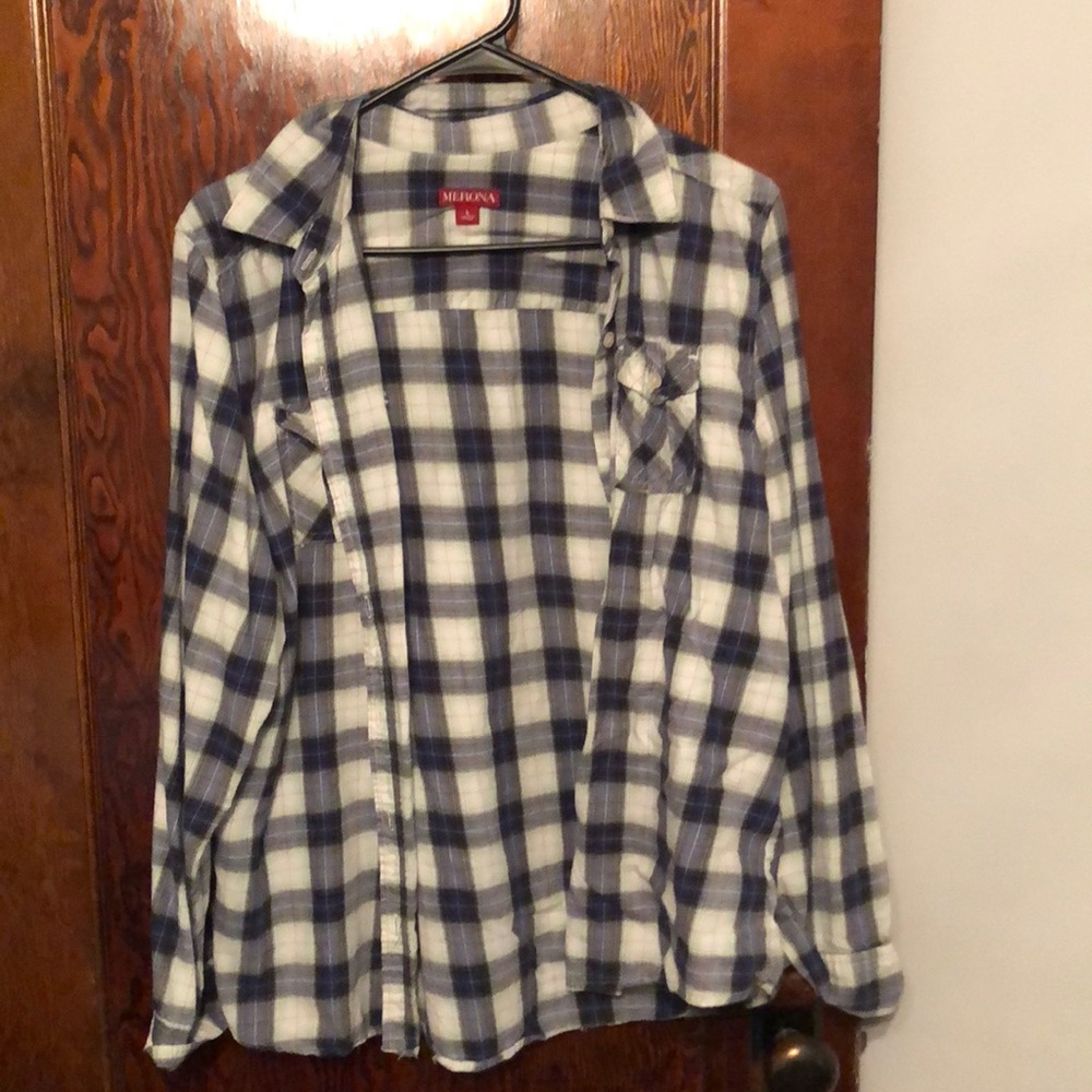 Merona Plaid Botton Down Long Sleeve Shirt